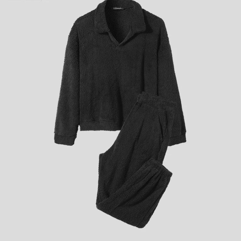 Fuzzy Fleece Sweatshirt mit langen Ärmeln und langer Hose