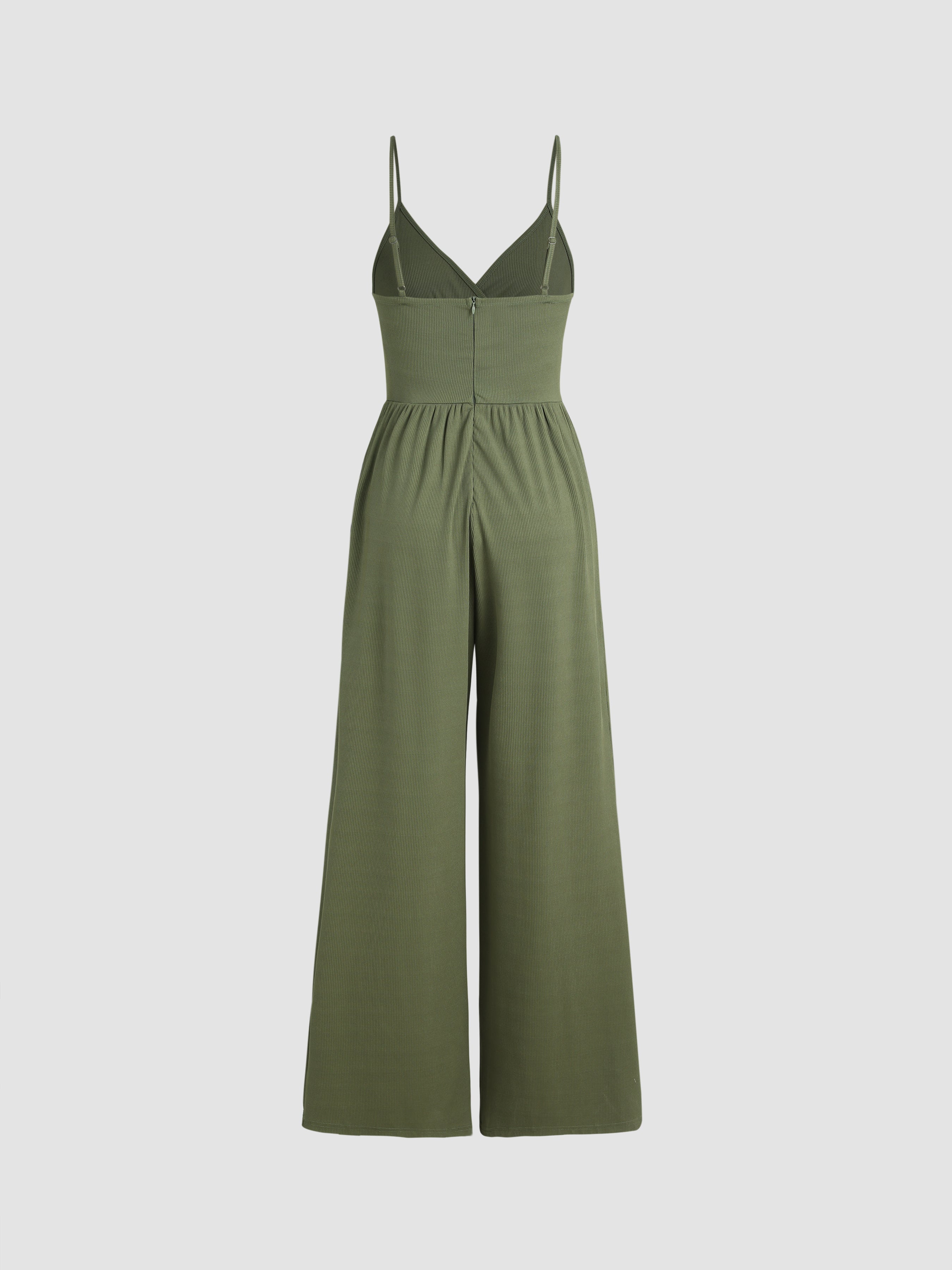 Jumpsuit mit weitem Bein und V-Ausschnitt