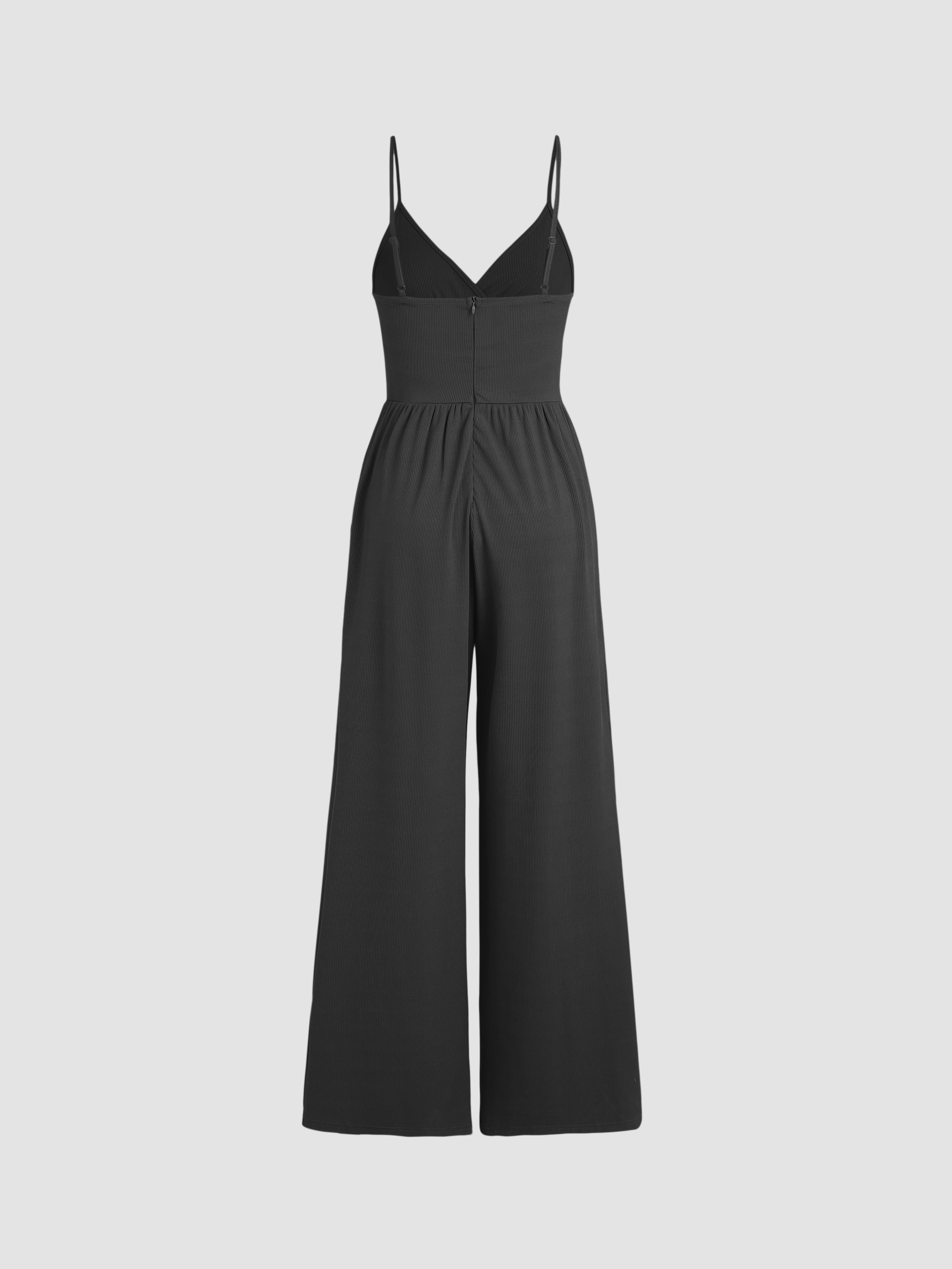 Jumpsuit mit weitem Bein und V-Ausschnitt