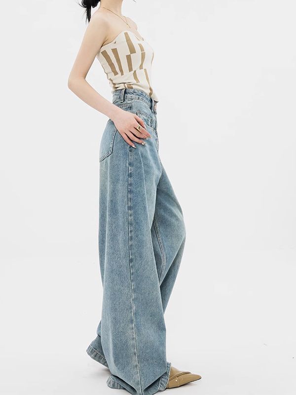 Jeans mit hoher Taille und weitem Bein