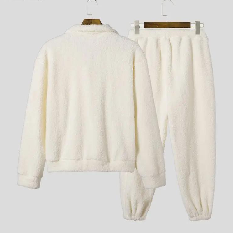 Fuzzy Fleece Sweatshirt mit langen Ärmeln und langer Hose