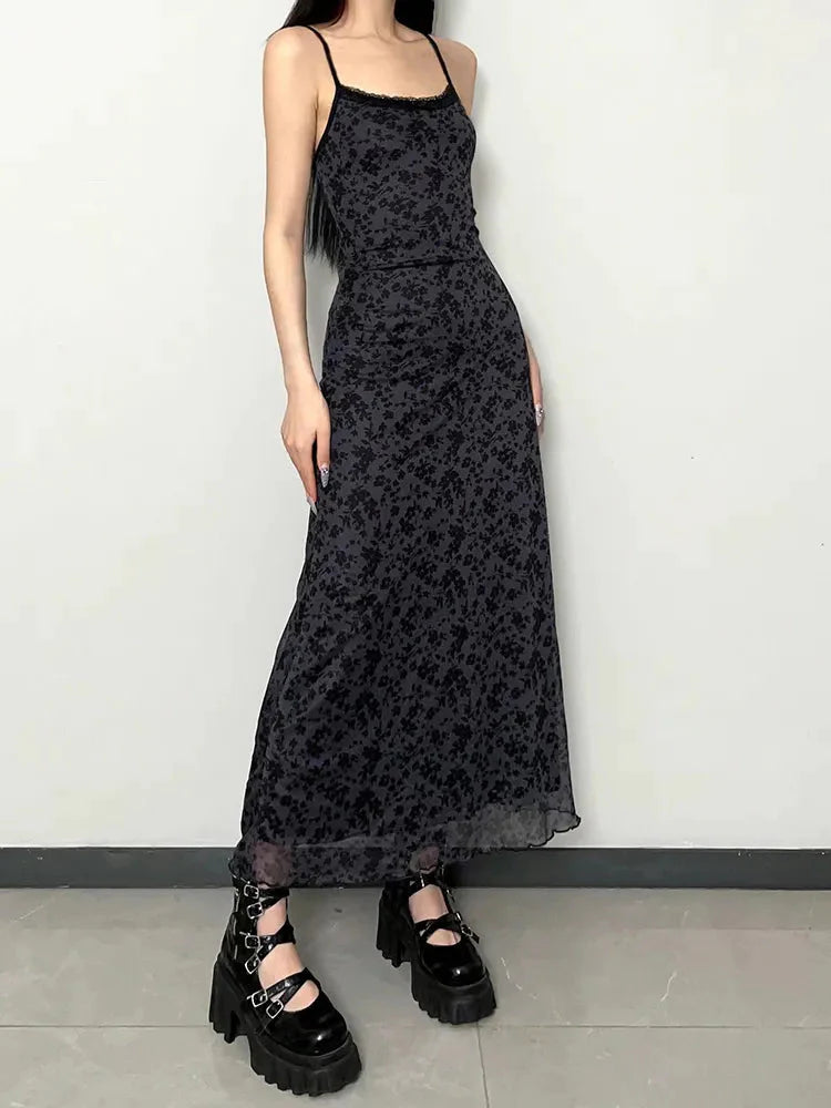 Maxikleid mit Grunge Blumenprint