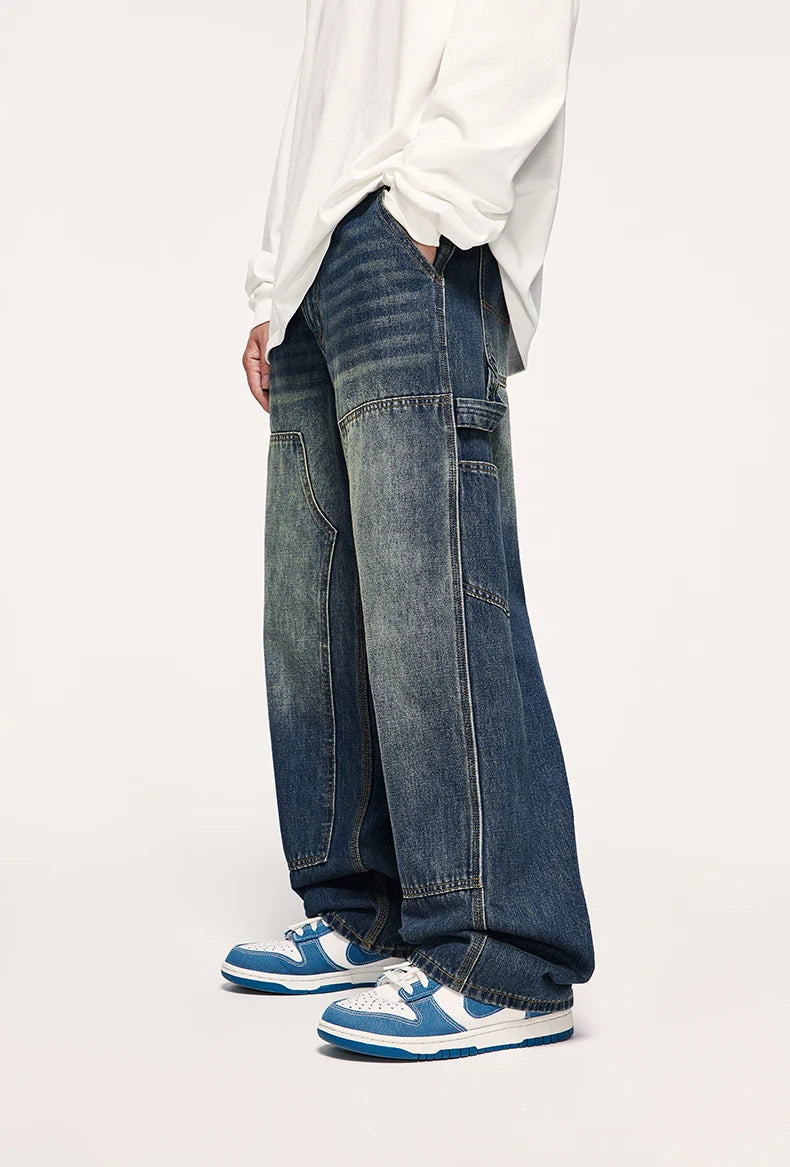 Retro Waschungsjeans mit weitem Bein