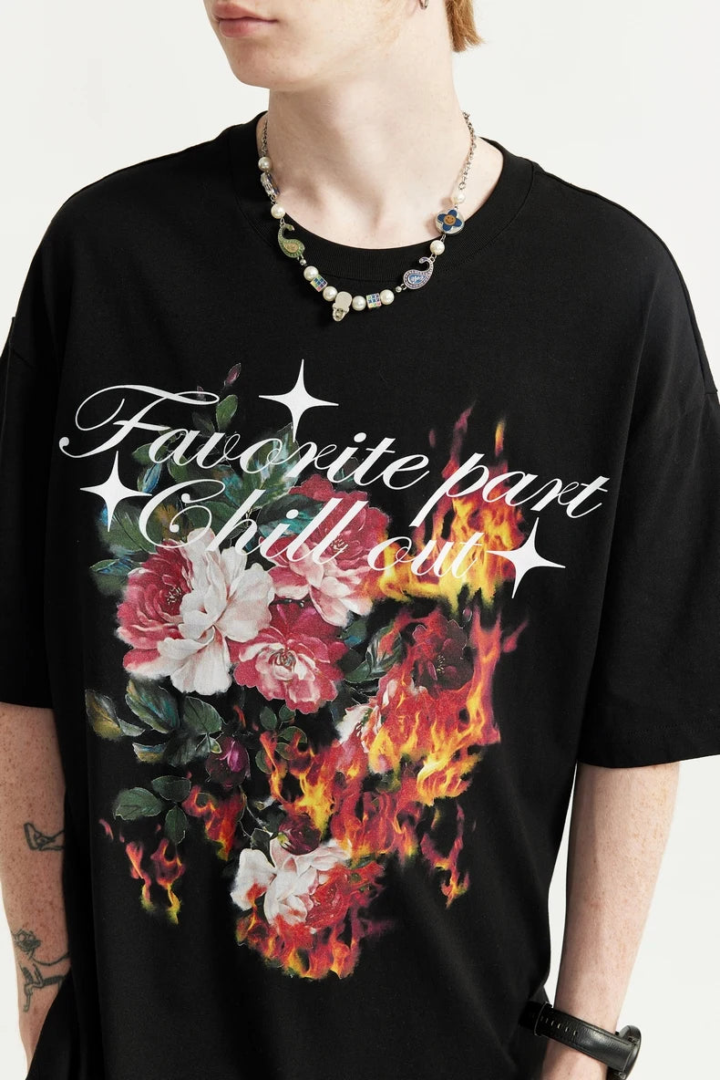 T-Shirt mit Flame Blumenmuster