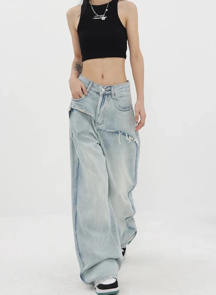 Vintage Jeans mit hoher Taille und geradem Bein