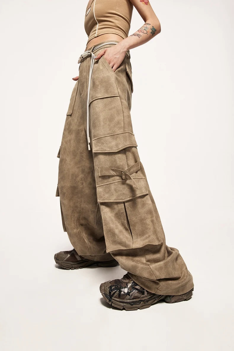 Vintage Used Look Cargohose aus Wildleder