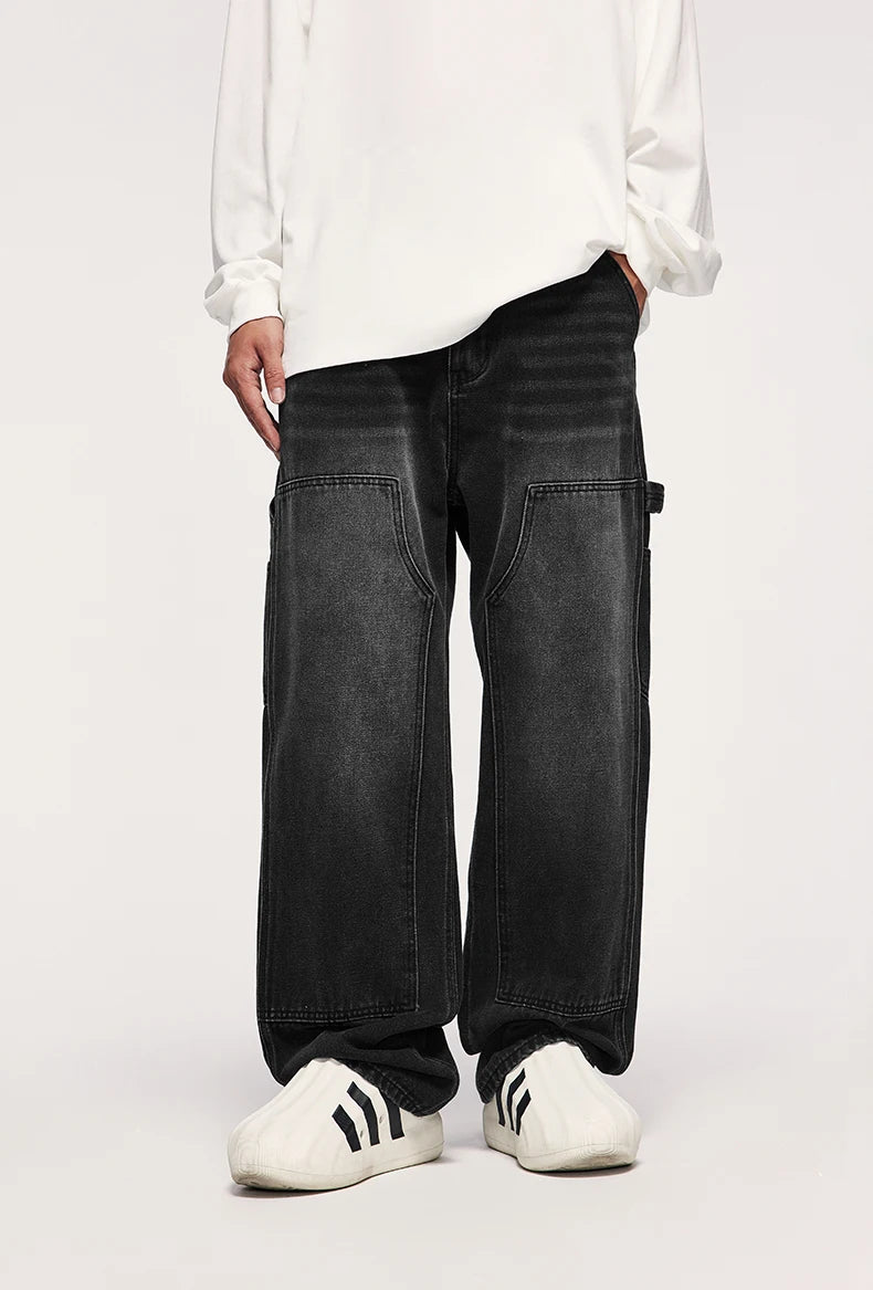 Retro Waschungsjeans mit weitem Bein