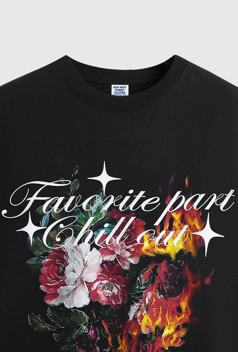 T-Shirt mit Flame Blumenmuster