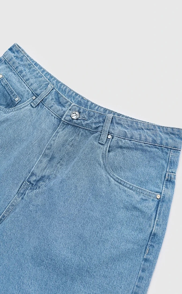 Vintage gewaschene Jeansshorts mit geradem Bein