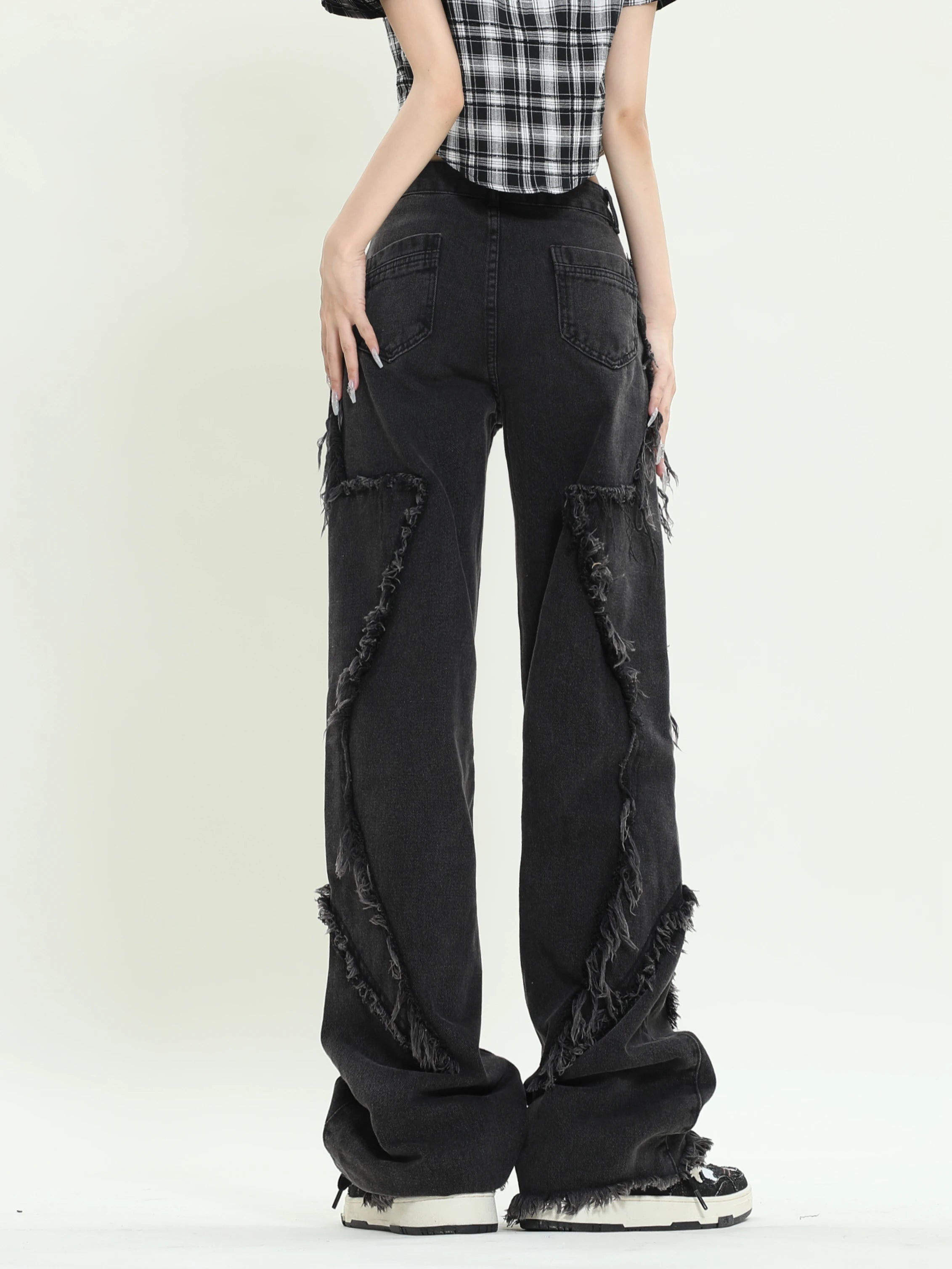 Schwarze lockere Jeans mit Sternenmuster