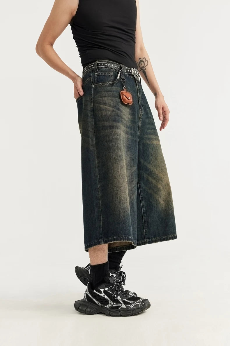 Jeansshorts mit weitem Bein