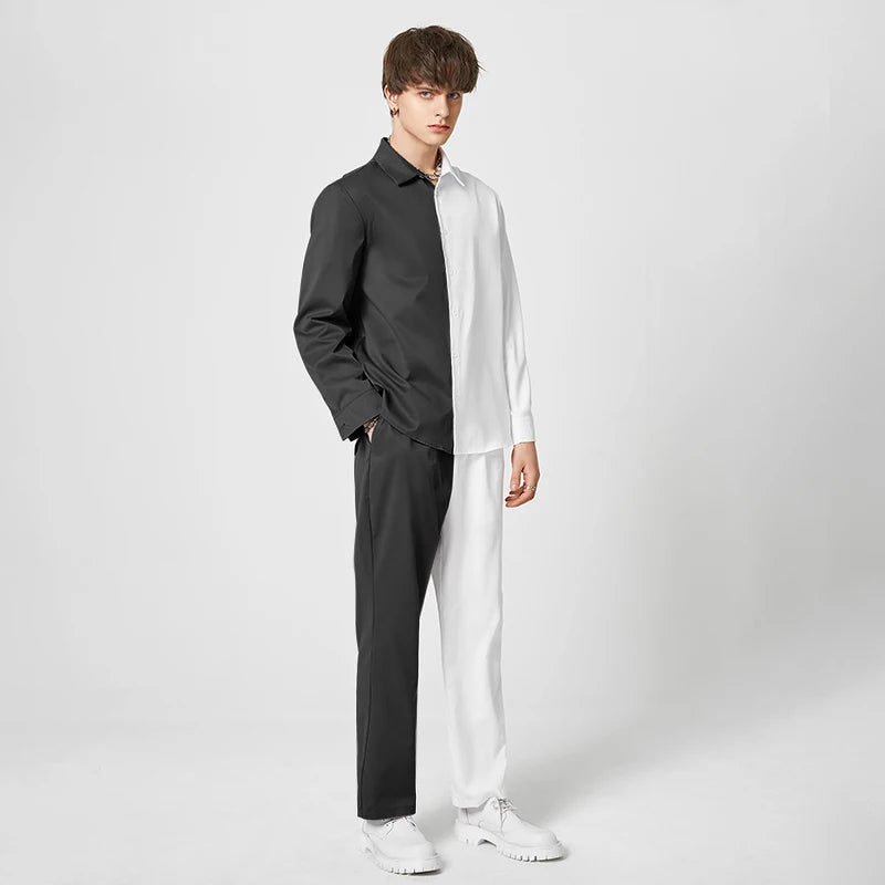 Revers Langarmshirt mit Knöpfen und Hose