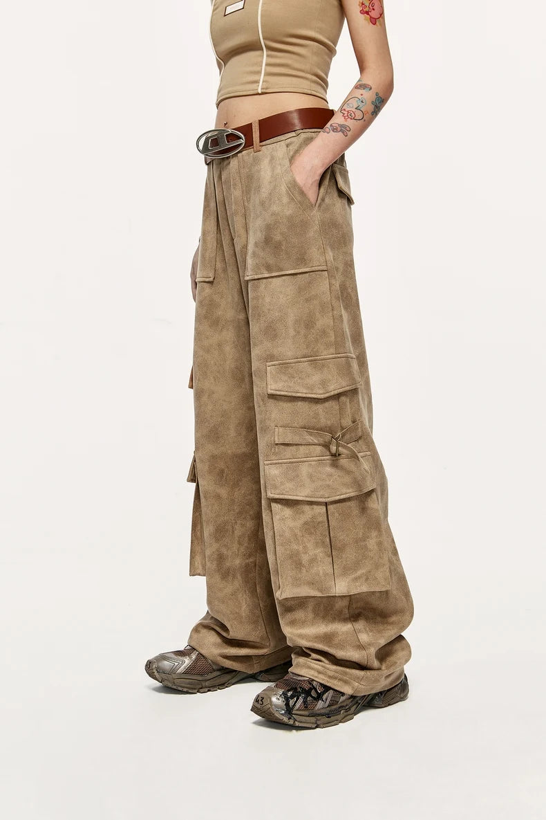 Vintage Used Look Cargohose aus Wildleder