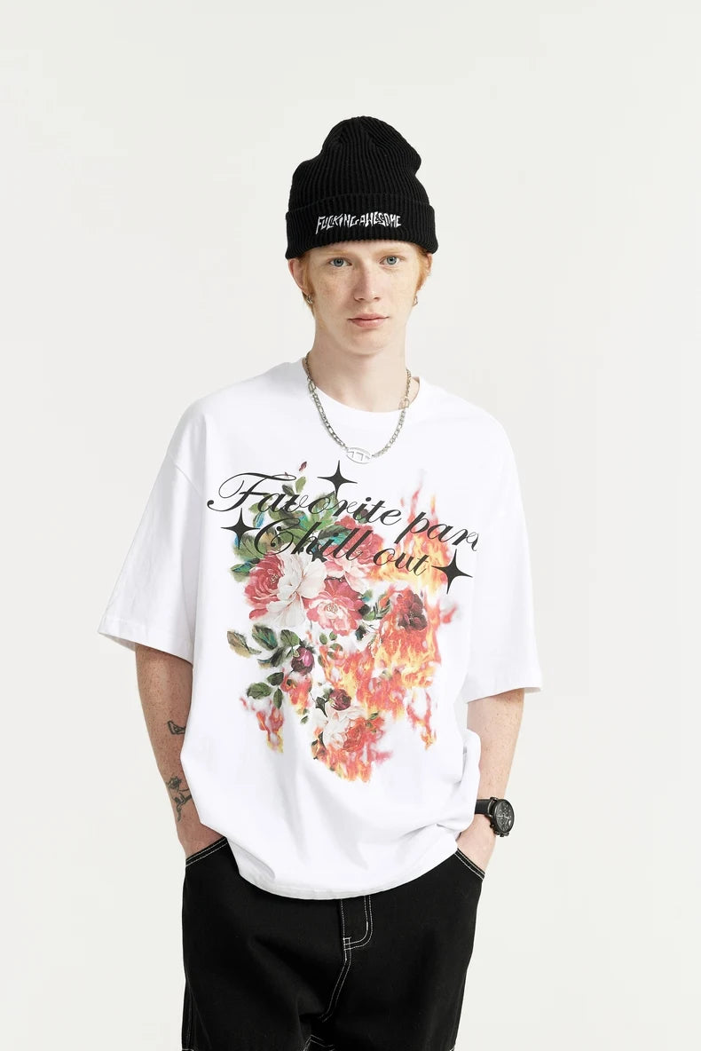 T-Shirt mit Flame Blumenmuster