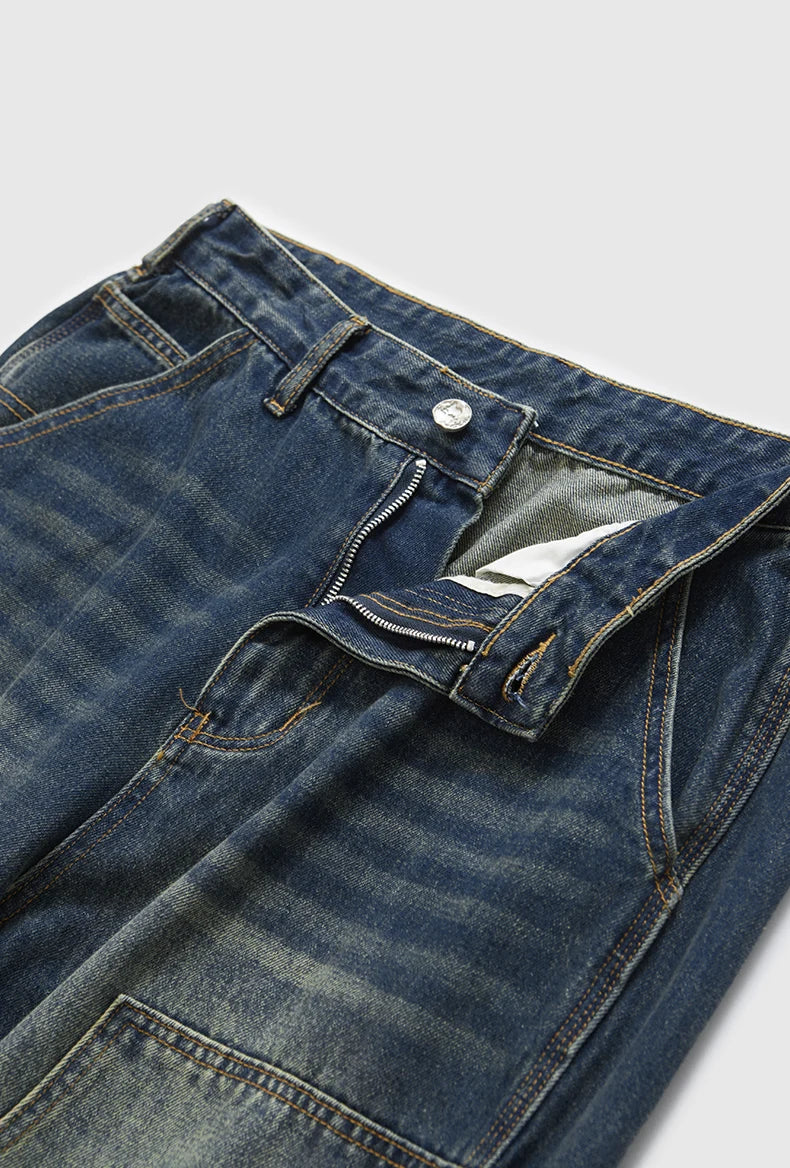 Retro Waschungsjeans mit weitem Bein