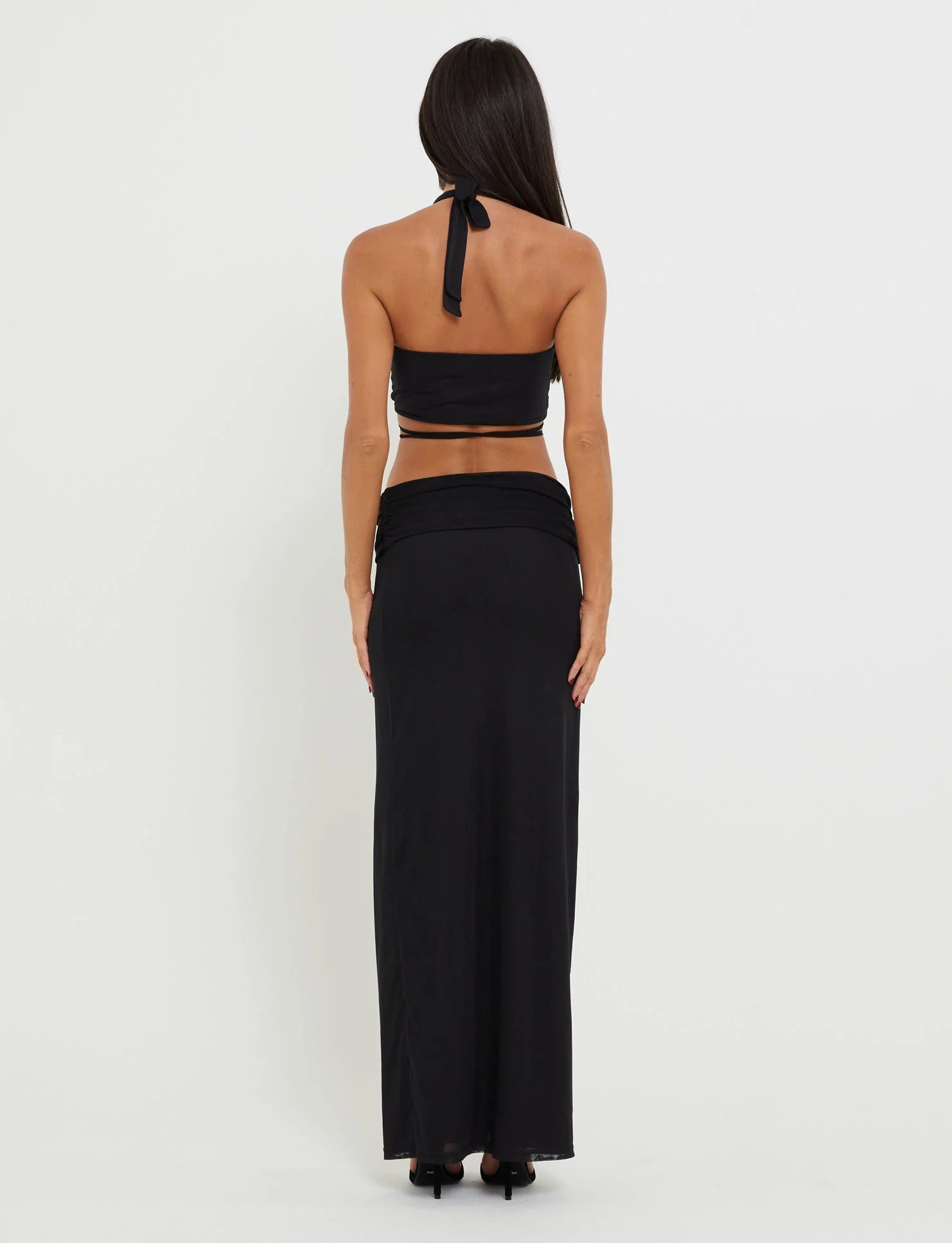 Maxirock mit Cut-out vorne, Crop-Top-Set