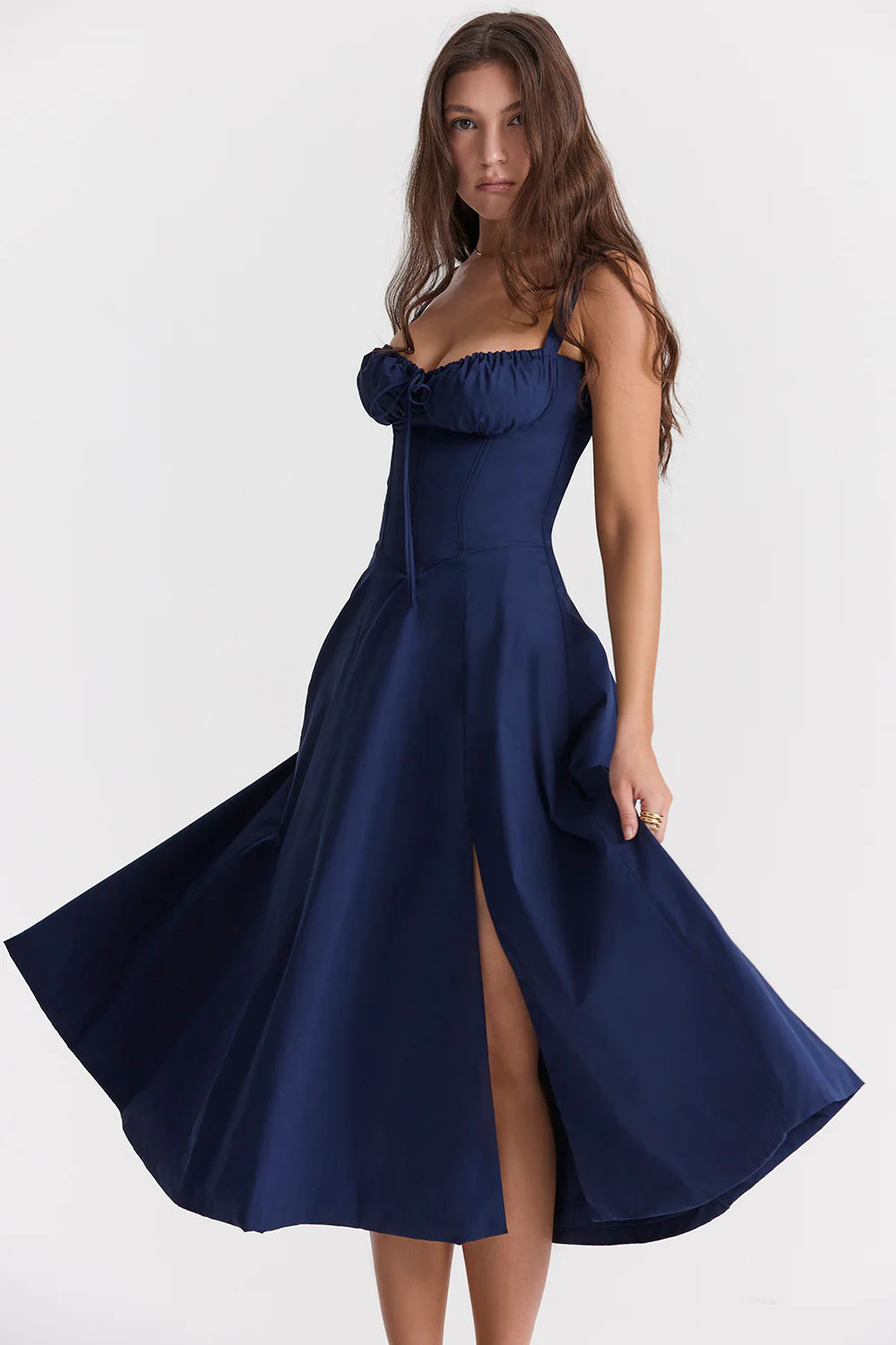 Bustier-Midikleid in Marine