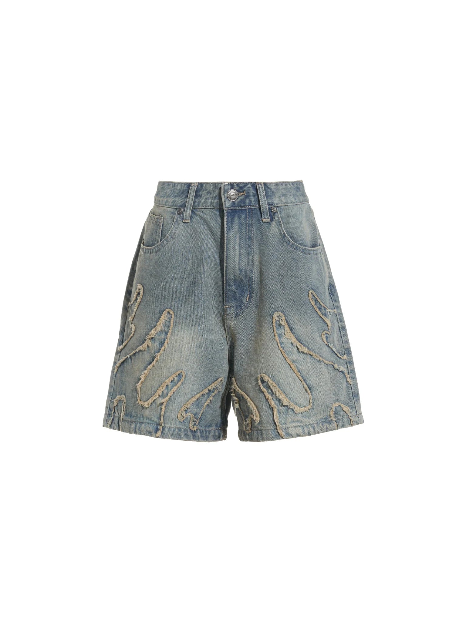 Knielange Jeansshorts mit niedriger Taille