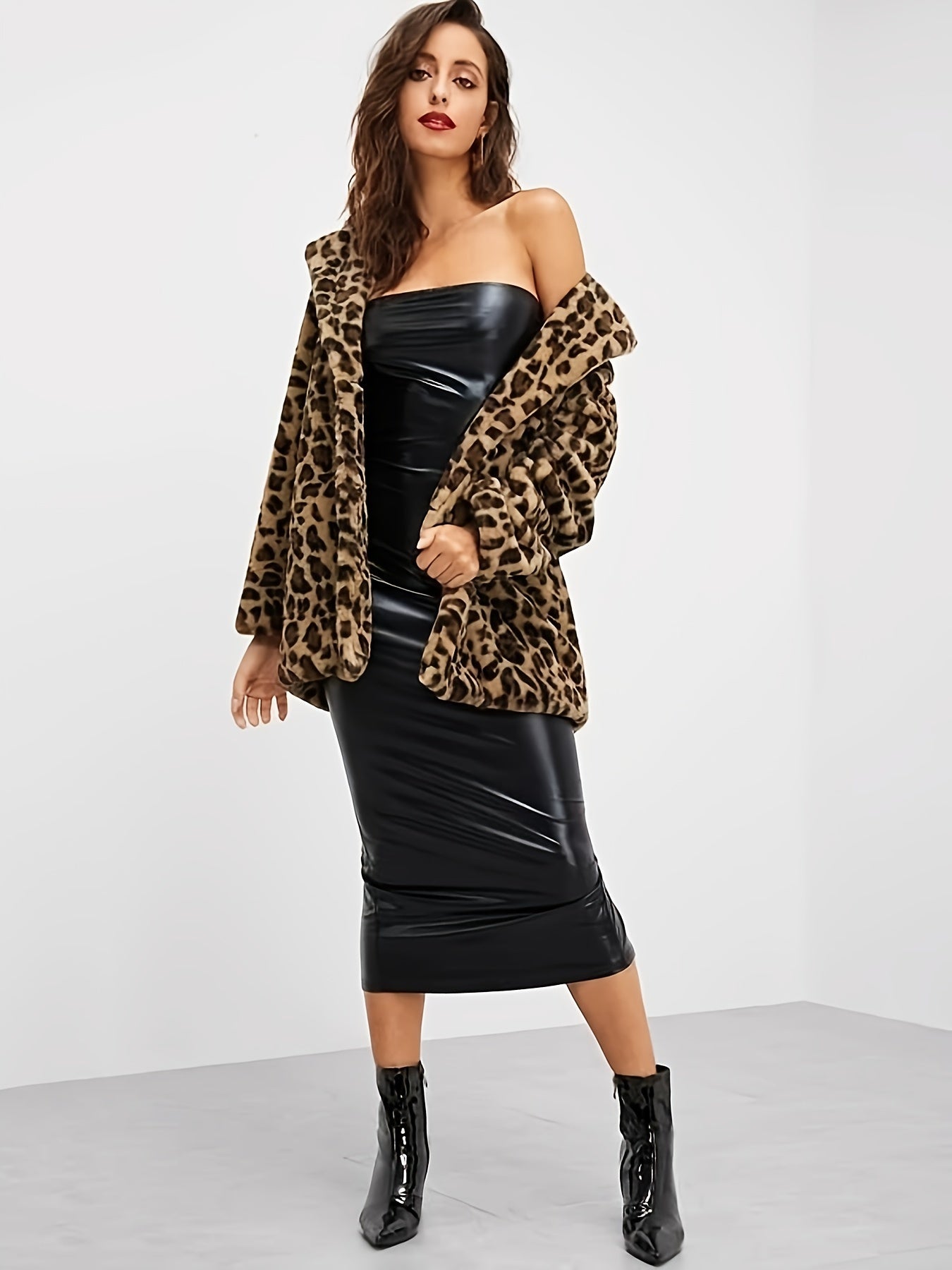 Fuzzy Jacke mit Leopardenmuster