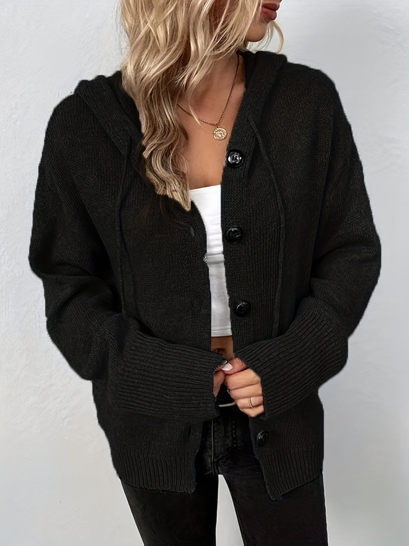 Hooded Knit Strickjacke