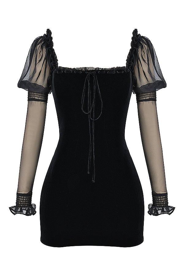 Schwarzes Samt Minikleid