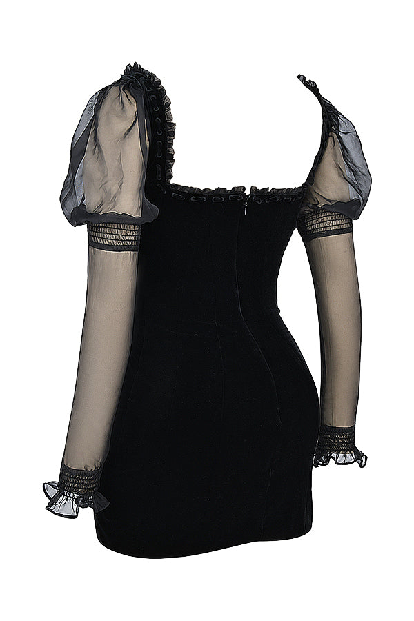 Schwarzes Samt Minikleid