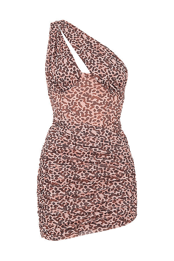 Ausgeschnittenes Minikleid mit Leopardenmuster