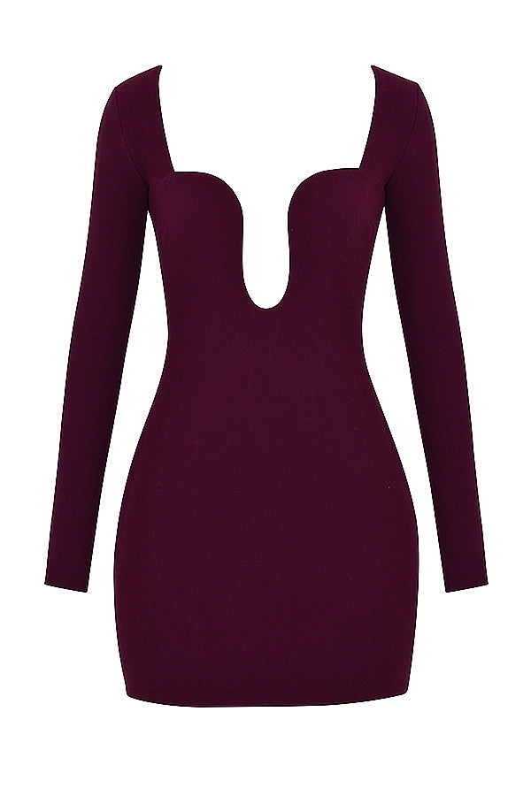 Merlot Korsettkleid mit tiefem Ausschnitt