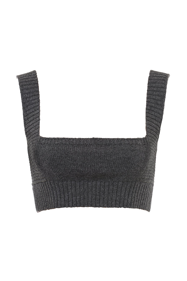 Anthrazitfarbenes Bralette aus Kaschmirmix mit Hose