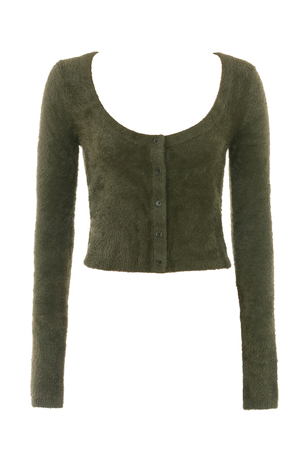 Weicher flauschiger Strick Cardigan mit Maxikleid