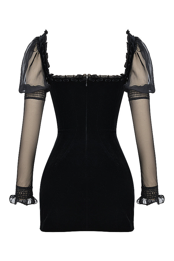 Schwarzes Samt Minikleid