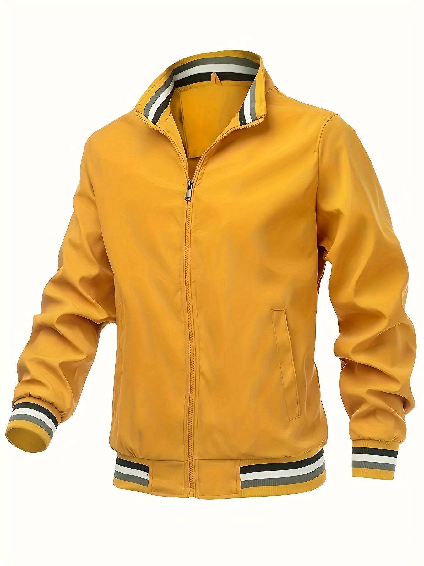 Vintage winddichte Sportjacke mit Revers und Reißverschluss