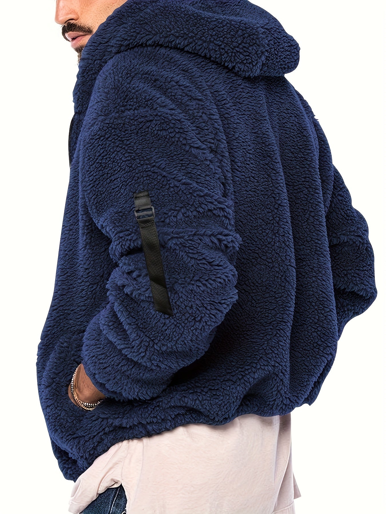 Flauschiger Herren Kapuzenpullover mit Baumwollmischung und Sherpa Futter