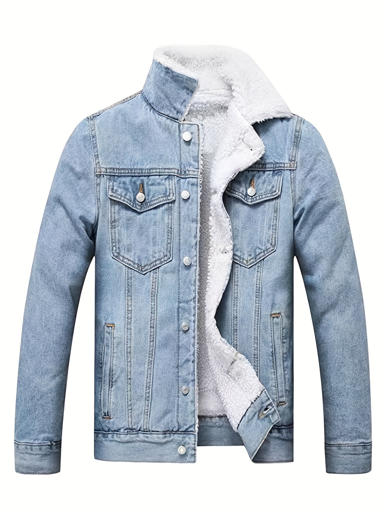 Lässige mit Fleece gefütterte Jeansjacke