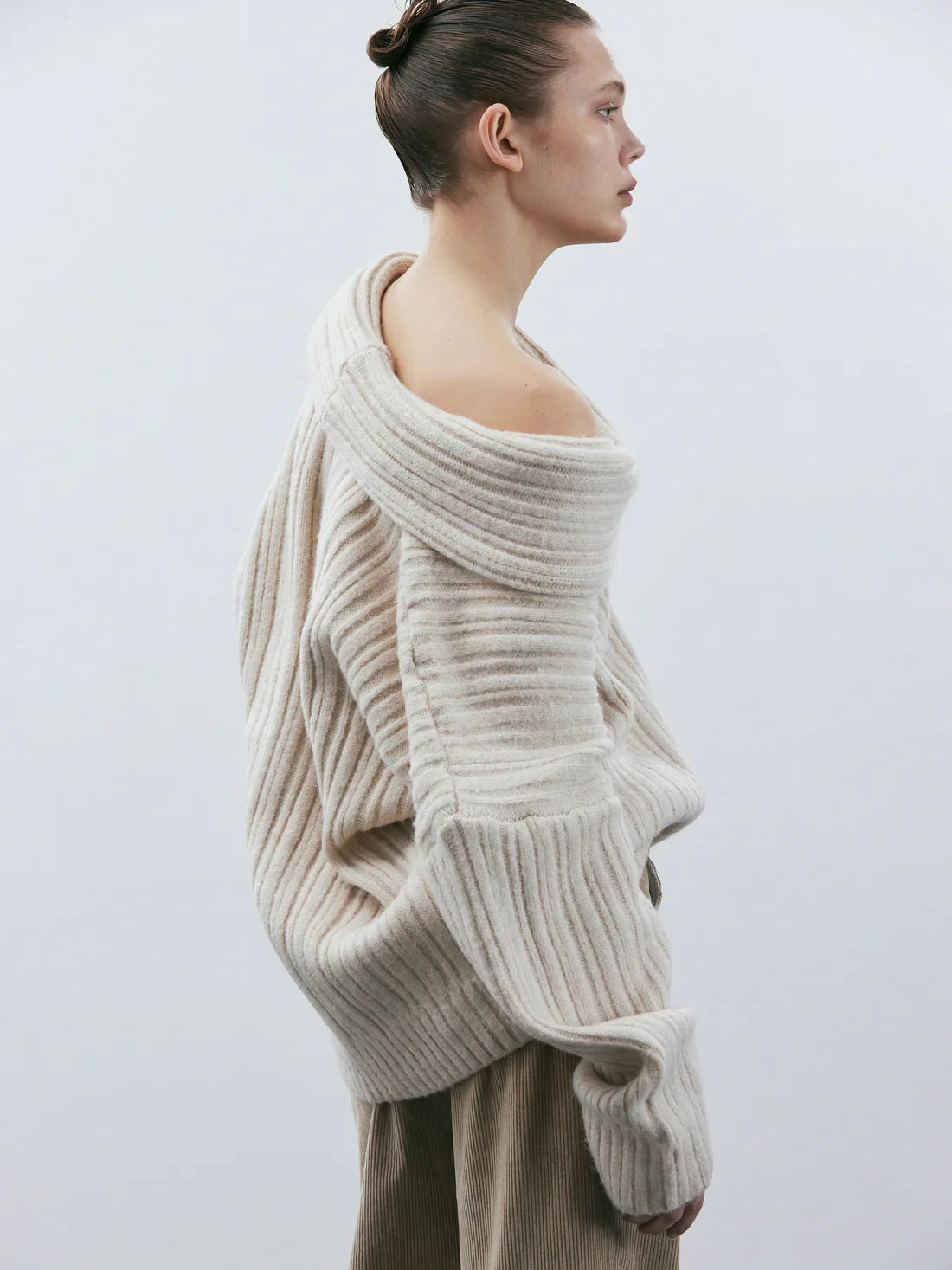 Übergroßer High Roll Strickpullover