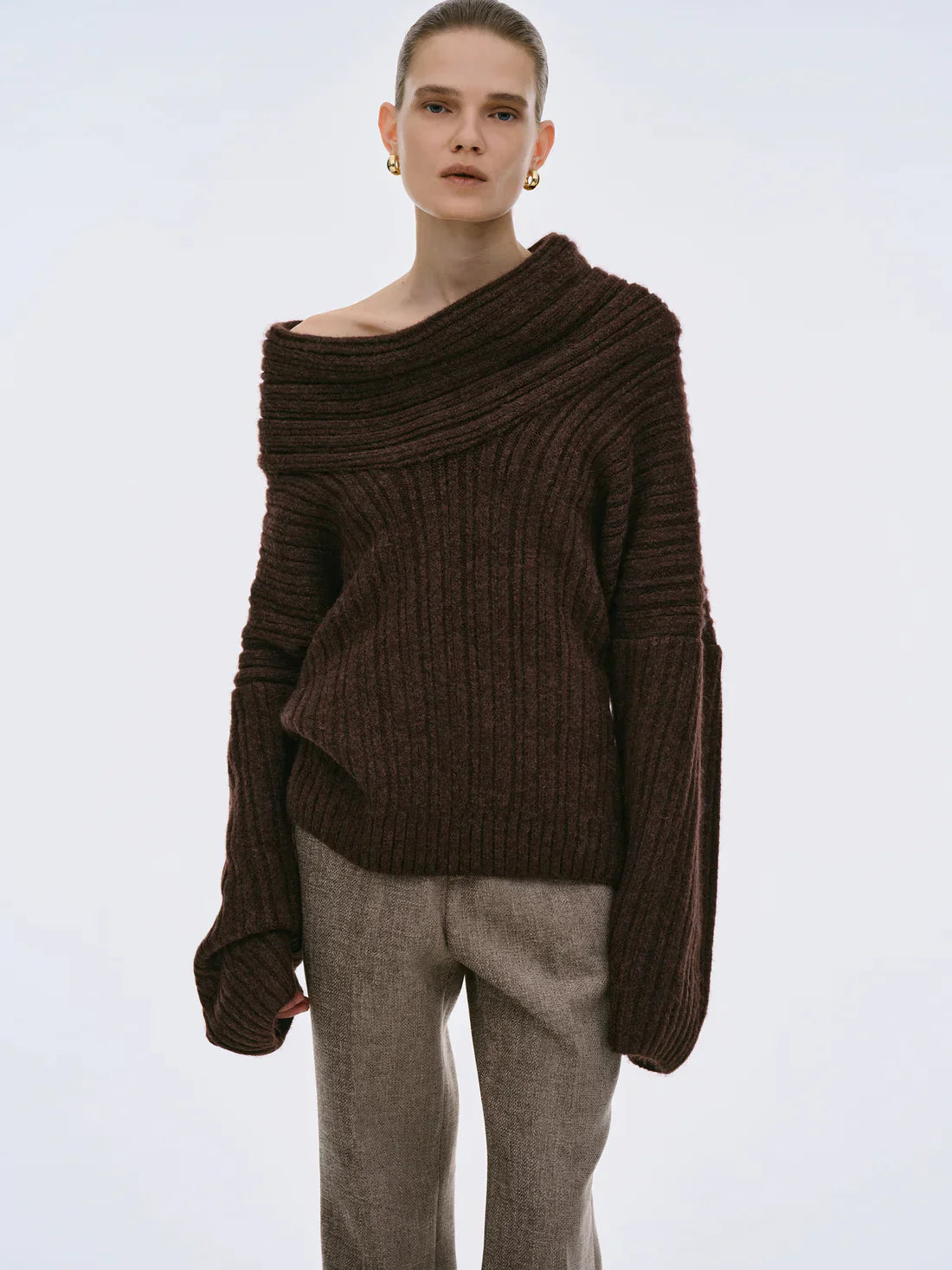 Übergroßer High Roll Strickpullover