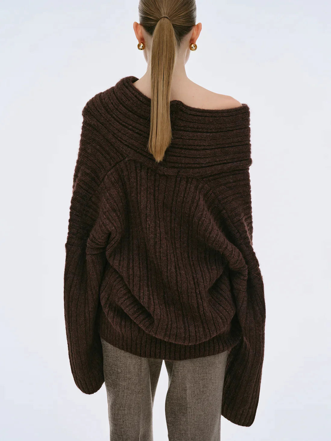 Übergroßer High Roll Strickpullover