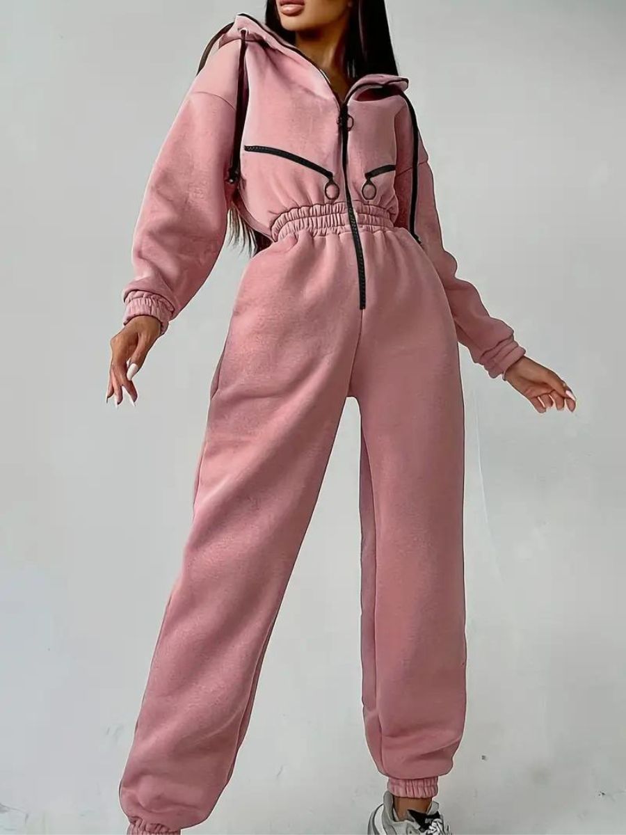 Jumpsuit mit Kapuze und Kordelzug