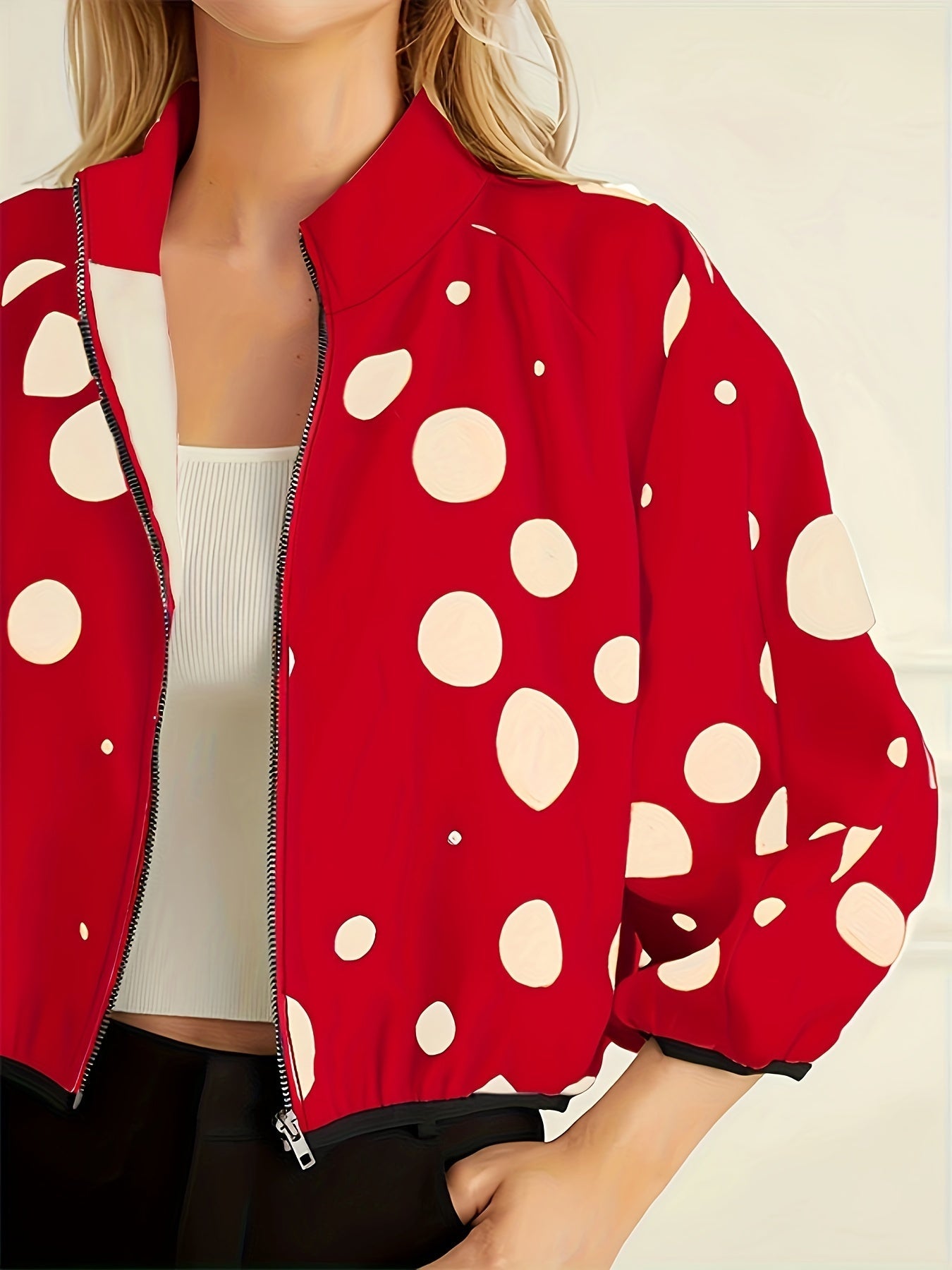 Reißverschlussjacke Mit Polka Dot Print