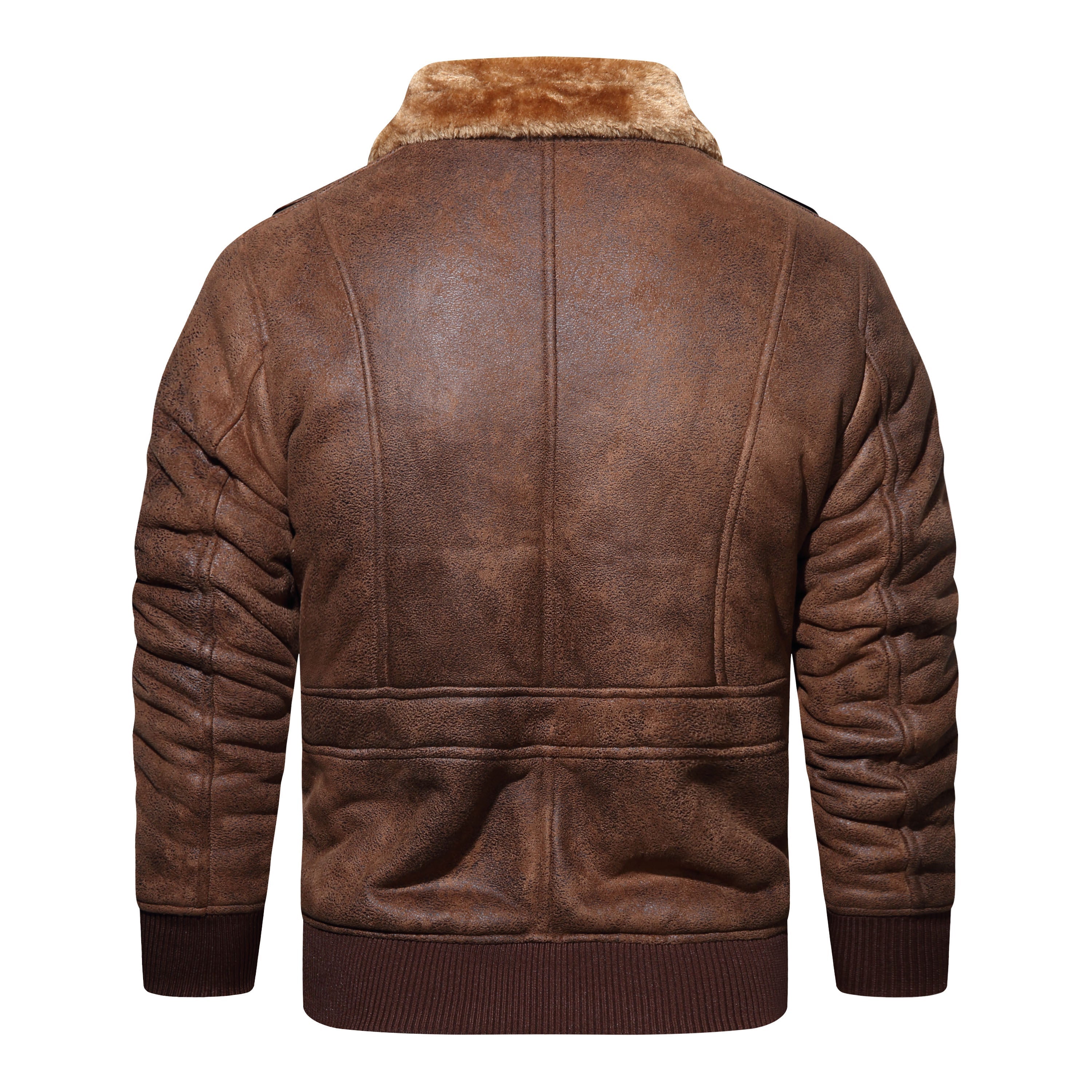 Warme Fleece PU Lederjacke