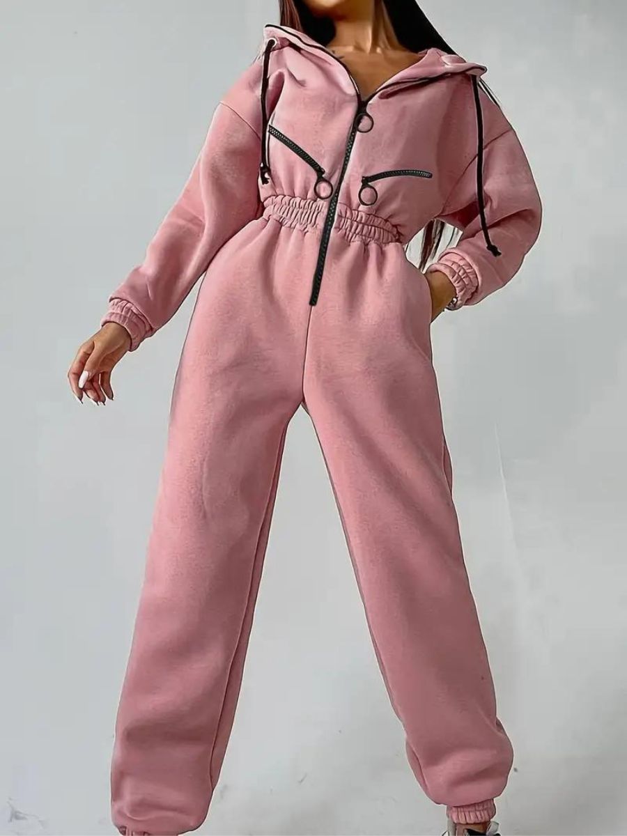 Jumpsuit mit Kapuze und Kordelzug