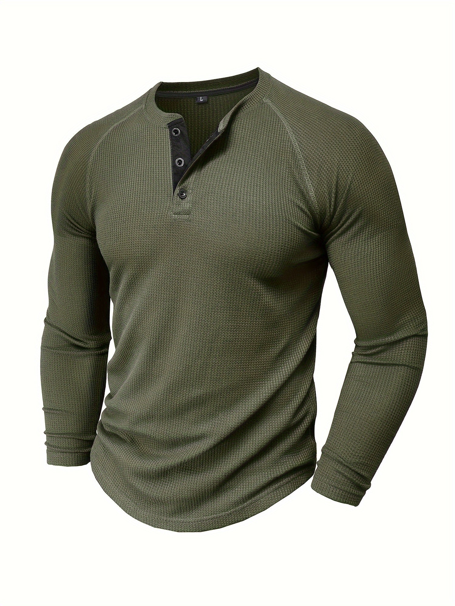 Langarm Henley Shirt