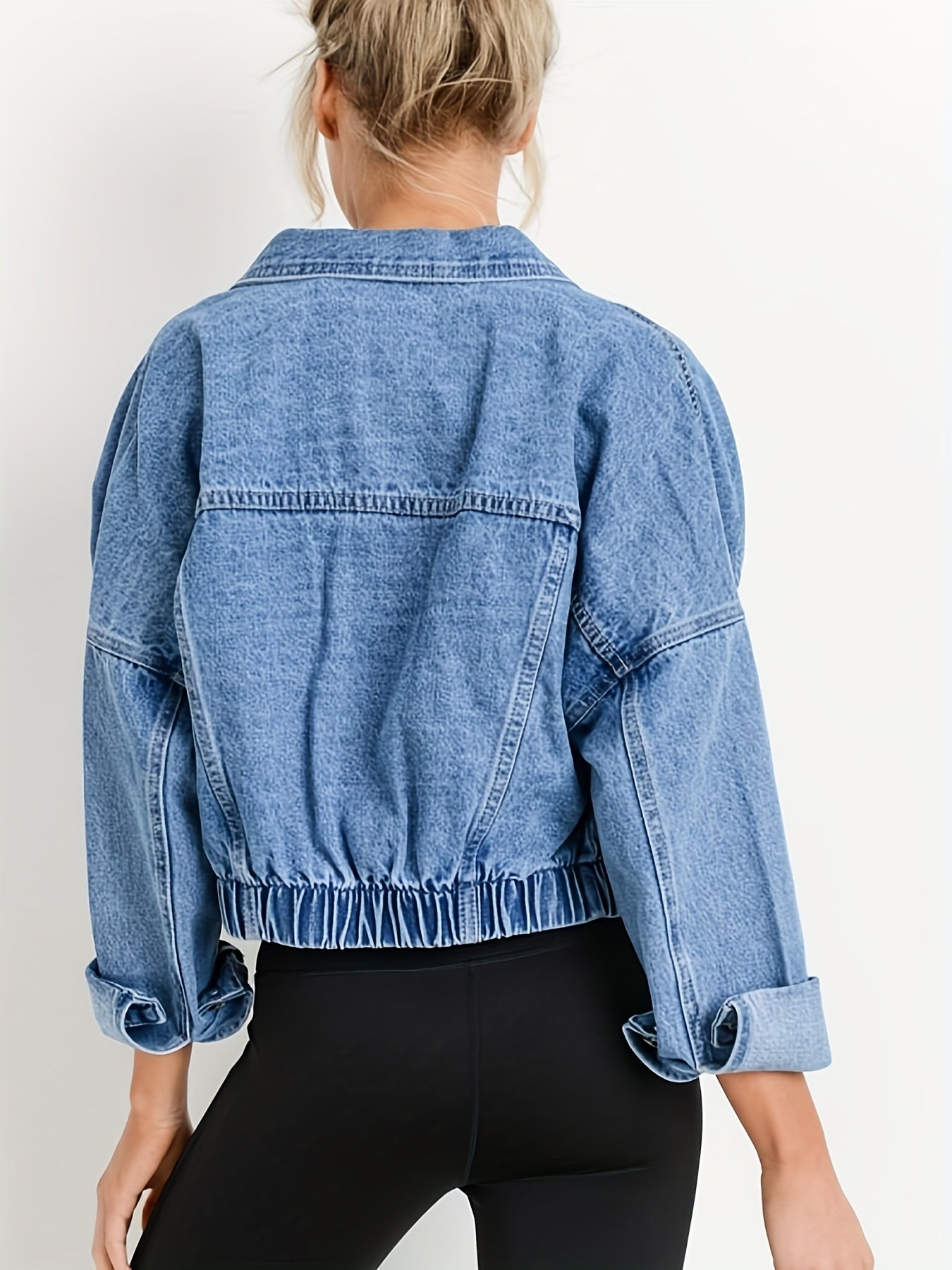 Blaue Jeansjacken mit kurzem Revers