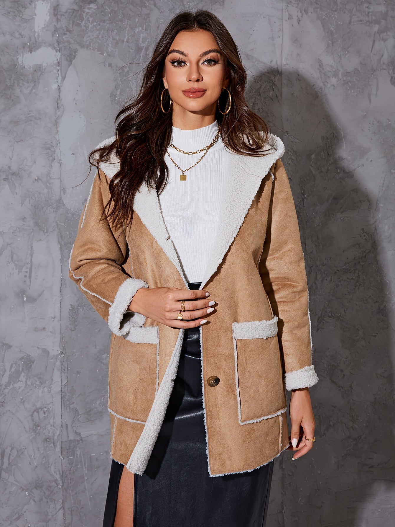 Beige Fuzzy Jacke