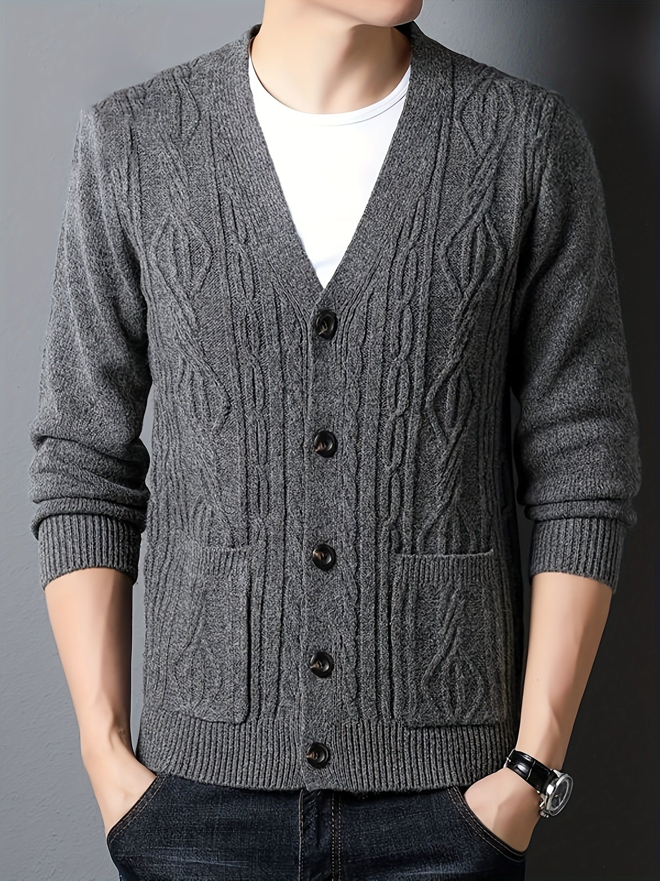 Lose Strickjacke mit geometrischem Muster