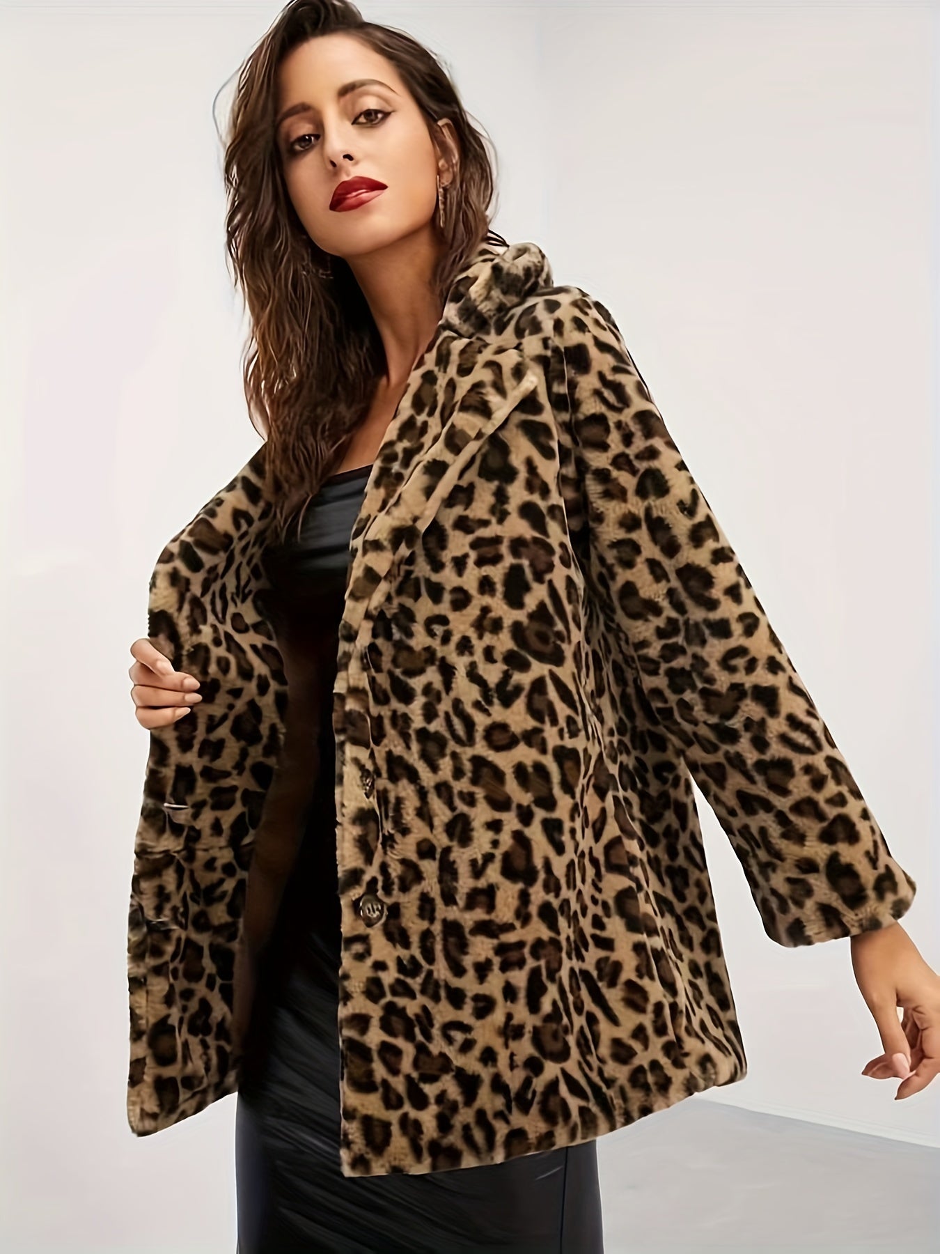 Fuzzy Jacke mit Leopardenmuster