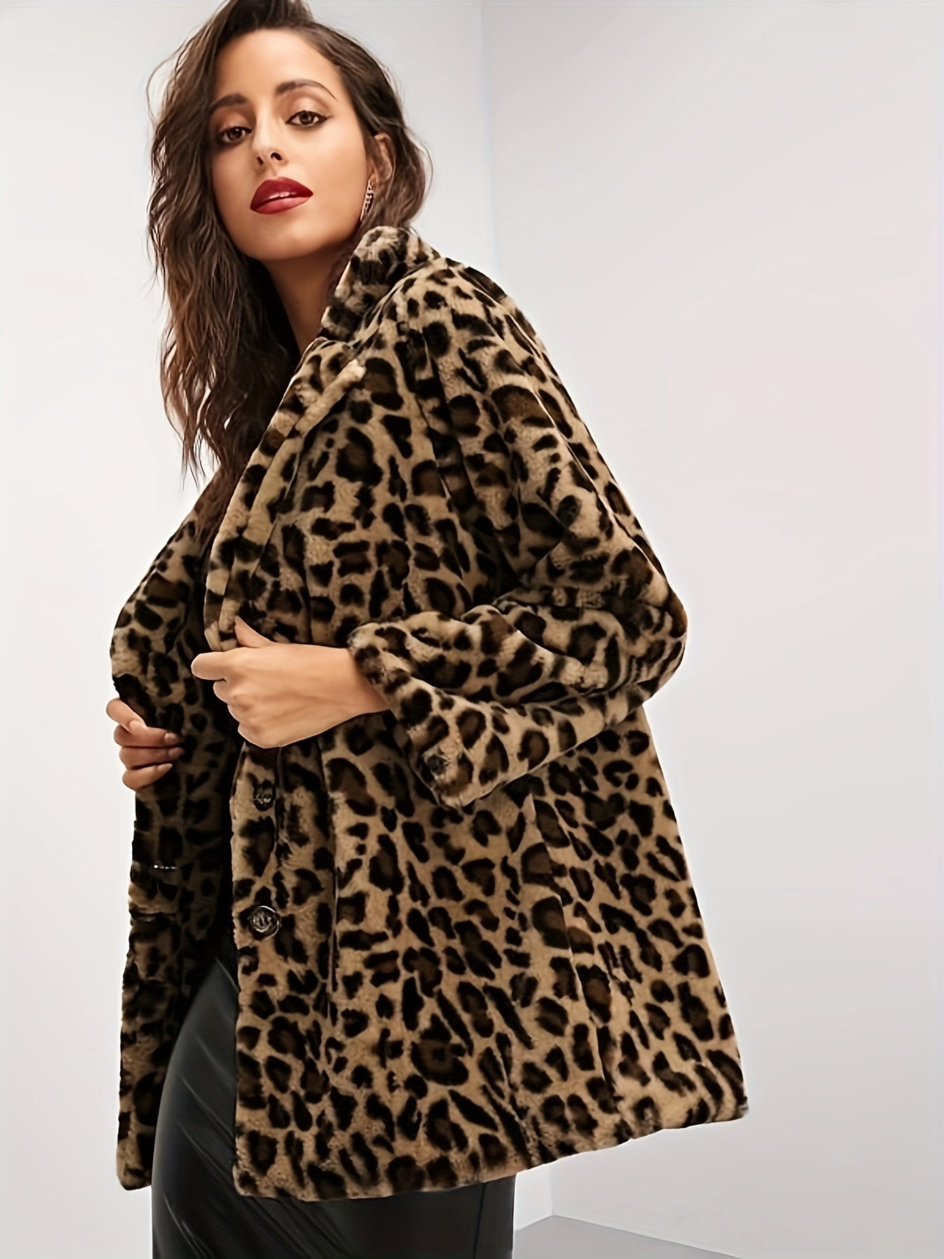 Fuzzy Jacke mit Leopardenmuster