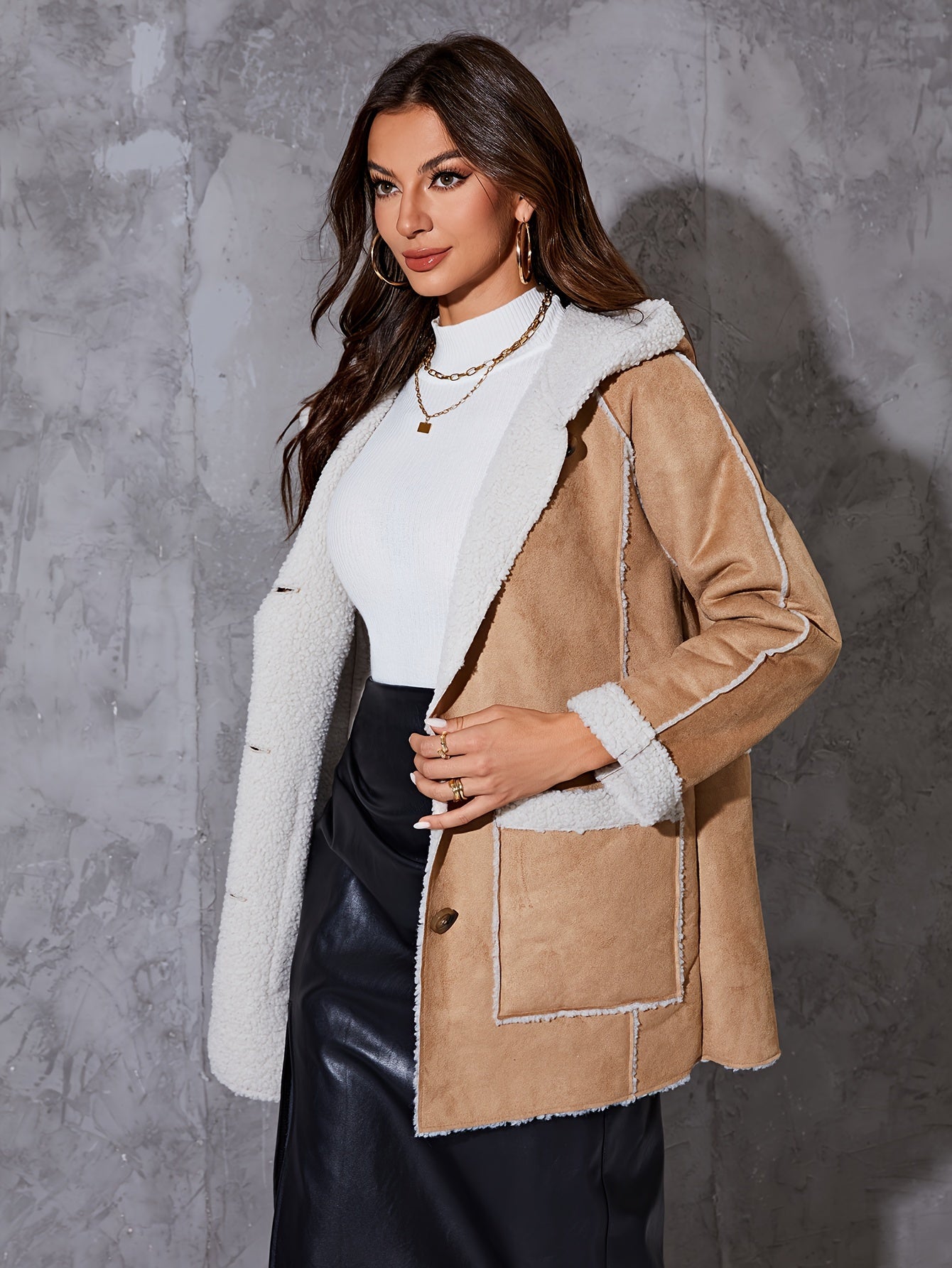 Beige Fuzzy Jacke