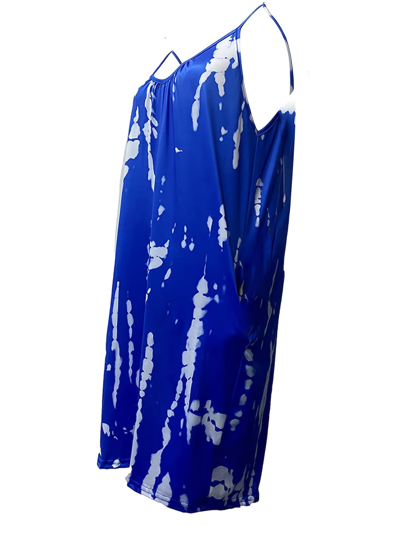 Boho Blue Tie Dye U-Ausschnitt ärmelloser Strampler