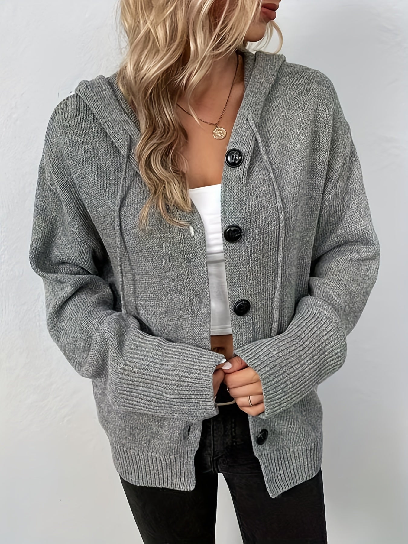 Hooded Knit Strickjacke